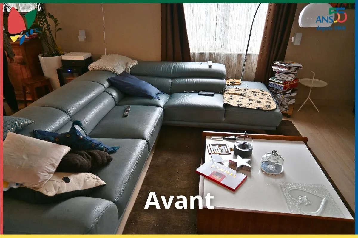Salon encombré avant le passage d'une femme de ménage eco2net SA