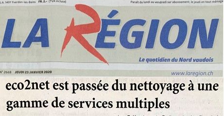 Parution dans le Journal La Région "Le quotidien du Nord Vaudois"