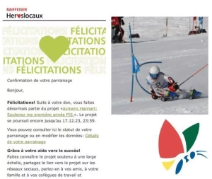 eco2net SA contribue à la réalisation du rêve d'un jeune skieur